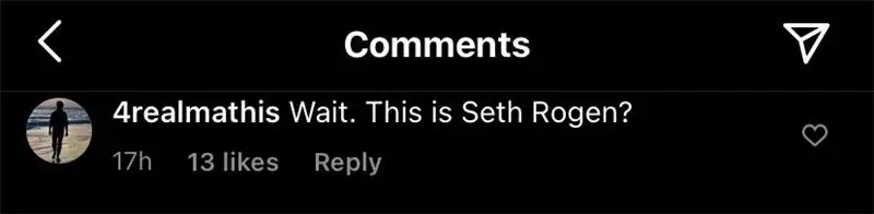 Comentaris a l'Instagram de Seth Rogen