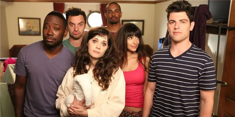 El elenco de New Girl en el set