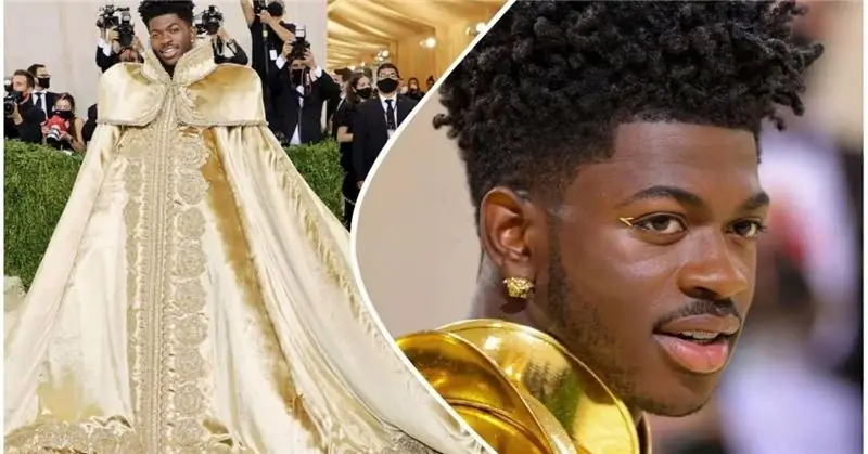 Две различни изображения на Lil Nas X на MET Gala през 2021 г